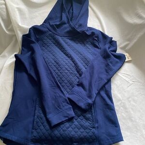 St. John's Bay Blue Quilted Hoodie Lightweight Top